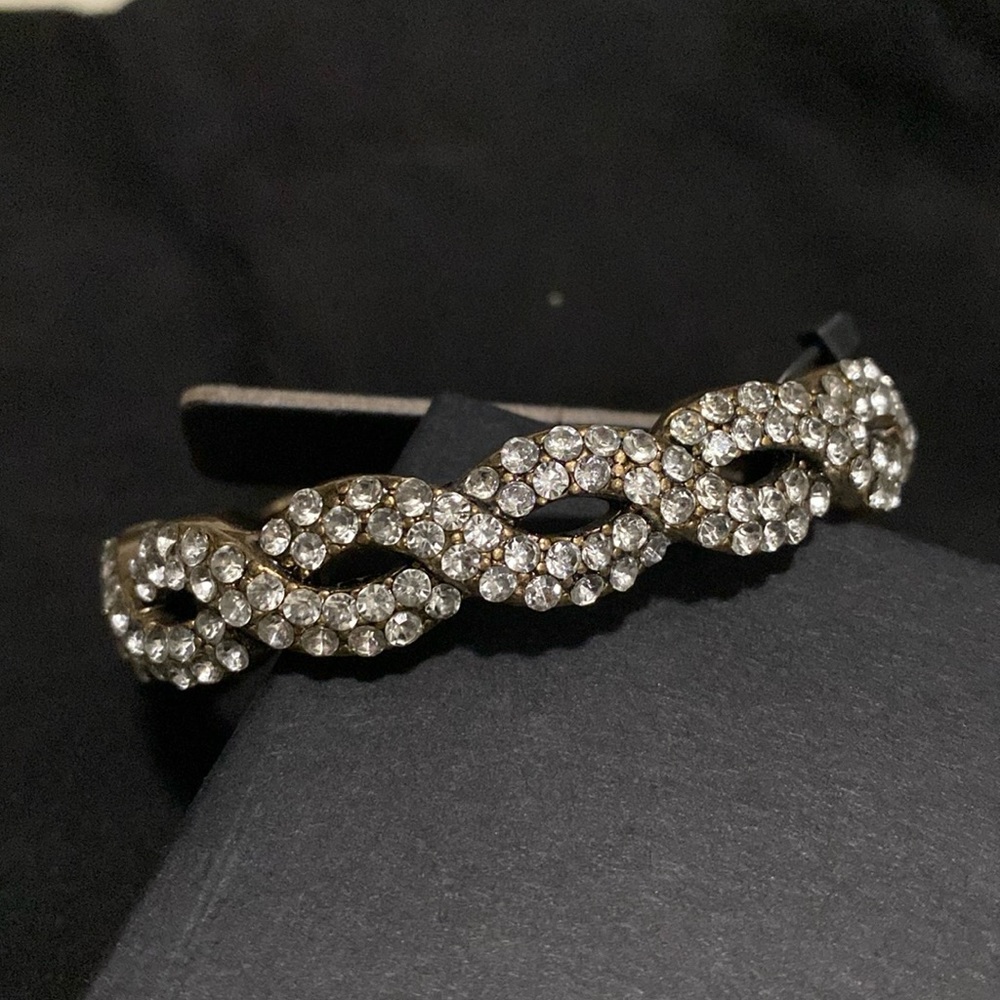 Jcrew braided white rhinestone hinged bracelet